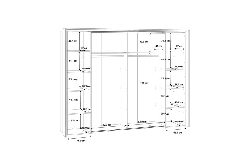 Vergina Garderobe 62x280 cm - Brun/Sort - Opbevaring - Tøjopbevaring - Garderobeskabe