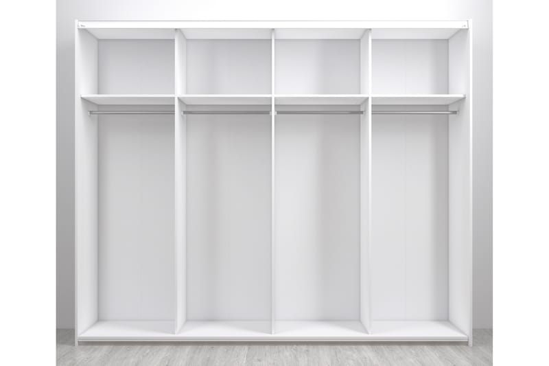 Verona Garderobe 242 cm 2 Skydedøre 4 Hylder 4 Stænger - Hvid/Brun - Opbevaring - Tøjopbevaring - Garderobeskabe