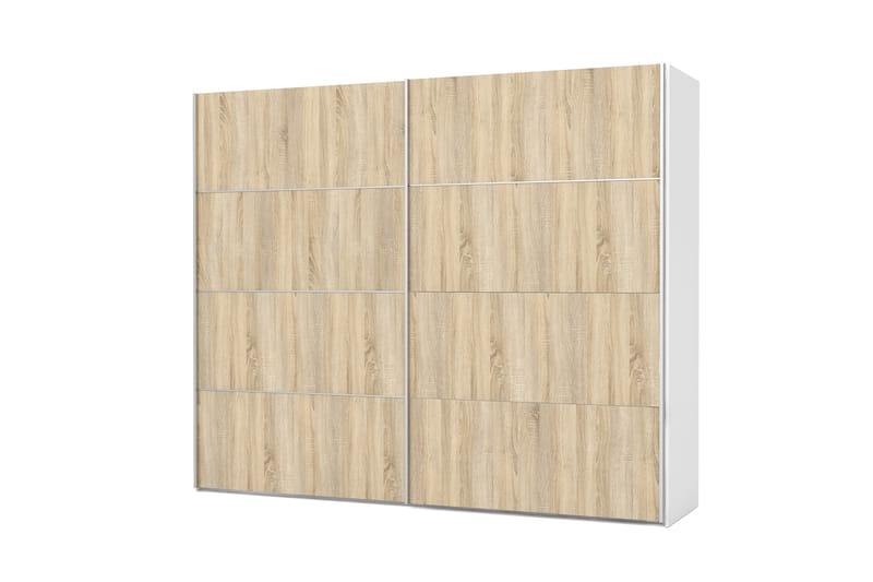 Verona Garderobe 242 cm 2 Skydedøre 4 Hylder 4 Stænger - Hvid/Brun - Opbevaring - Tøjopbevaring - Garderobeskabe