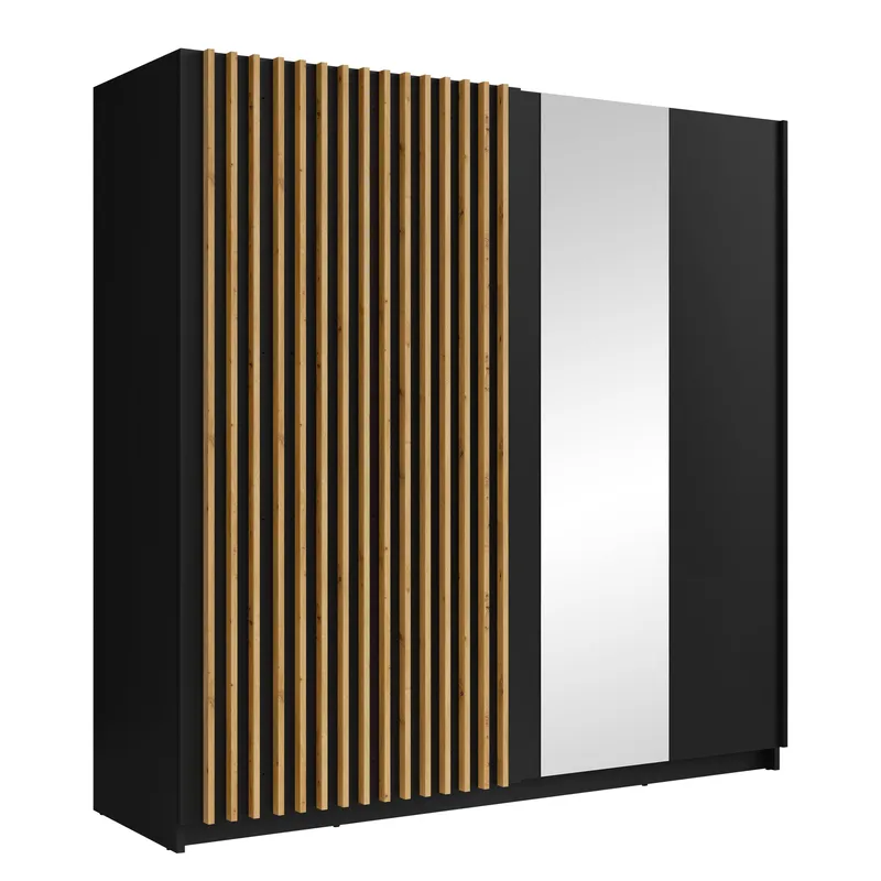 Veylan Garderobeskab med spejl 201x199 cm, sort