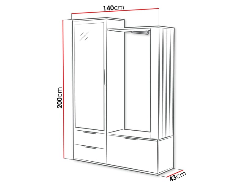 View hallmøbel 140 cm - beige - Møbler - Entrémøbler - Møbelsæt til hall og entre