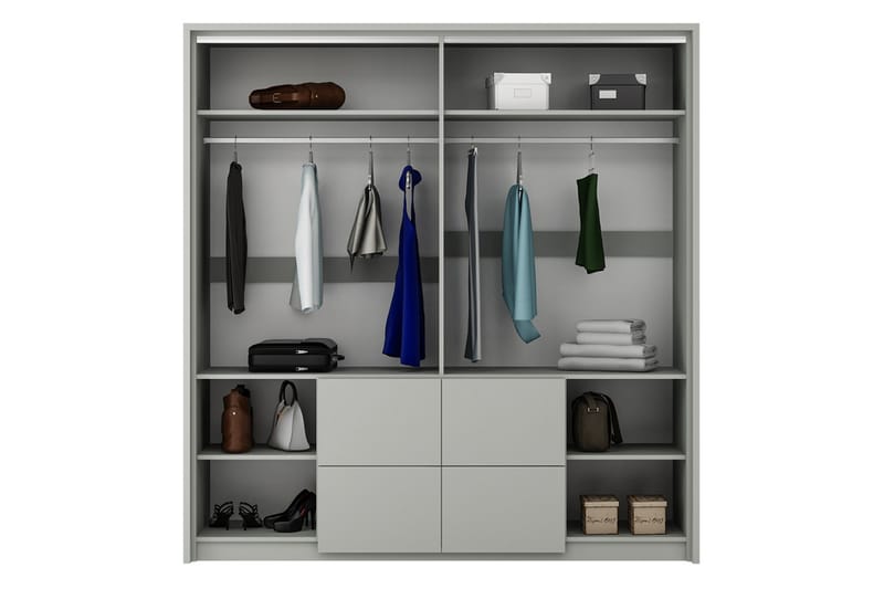 Wedena Garderobe 208 cm - Grå - Opbevaring - Tøjopbevaring - Garderobeskabe