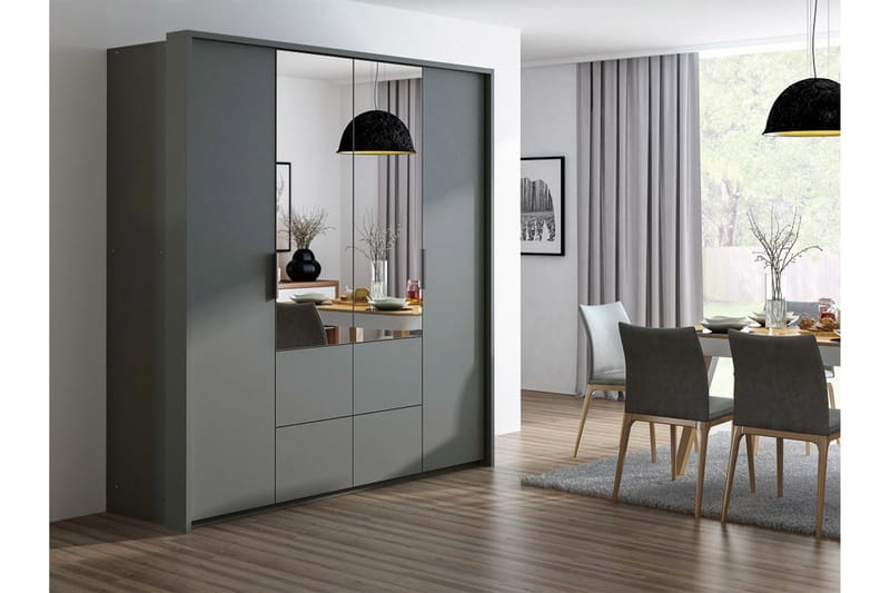 Wedena Garderobe 208 cm - Grå - Opbevaring - Tøjopbevaring - Garderobeskabe