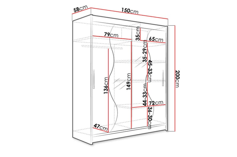 West garderobe 150x58x200 cm - Garderobeskabe - Garderobeskab & klædeskab