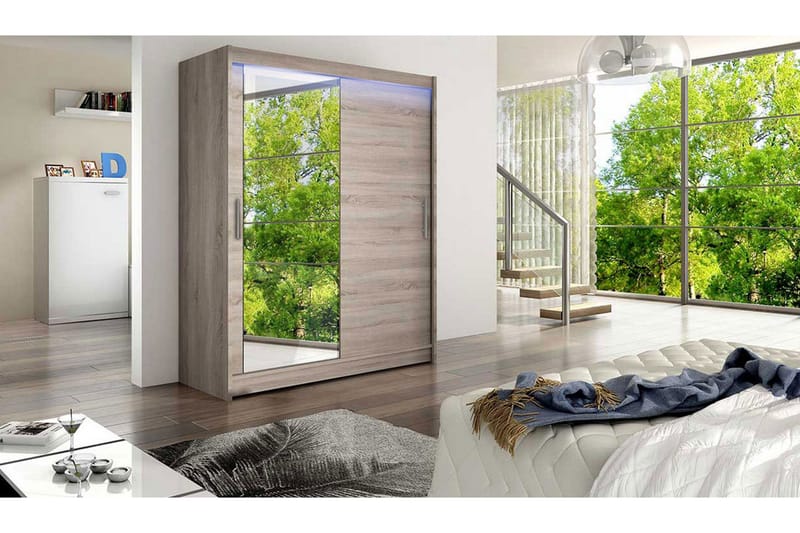 Westa garderobe 150x58x200 cm - Beige / Grå / Hvid - Opbevaring - Tøjopbevaring - Garderobeskabe - Garderobeskab & klædeskab