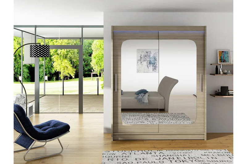 Westa garderobe 150x58x200 cm - Beige / Grå - Opbevaring - Tøjopbevaring - Garderobeskabe - Garderobeskab & klædeskab
