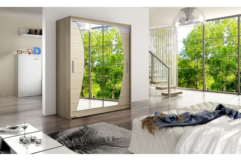 Westa garderobe 150x58x200 cm - Beige / Hvid - Opbevaring - Tøjopbevaring - Garderobeskabe - Garderobeskab & klædeskab