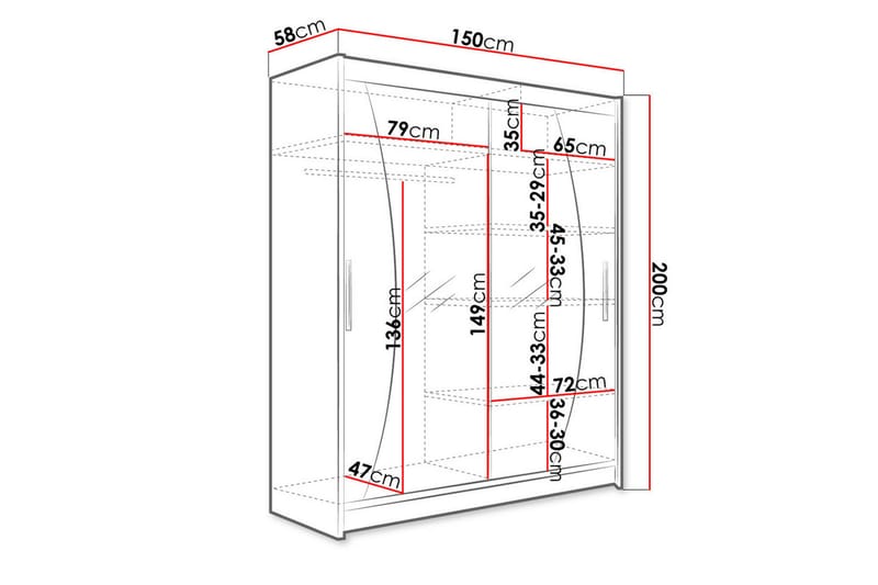 Westa garderobe 150x58x200 cm - Beige / Hvid - Garderobeskabe - Garderobeskab & klædeskab