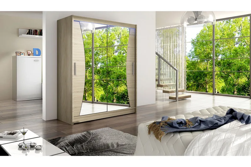 Westa garderobe 150x58x200 cm - Beige / Hvid - Opbevaring - Tøjopbevaring - Garderobeskabe - Garderobeskab & klædeskab