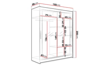 Westa garderobe 150x58x200 cm - Beige / Hvid - Opbevaring - Tøjopbevaring - Garderobeskabe