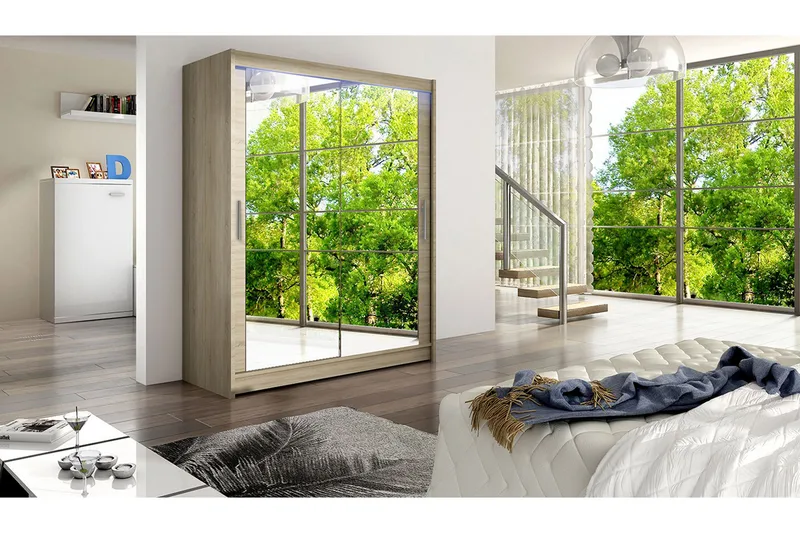 Westa garderobe 150x58x200 cm - Beige / Hvid - Opbevaring - Tøjopbevaring - Garderobeskabe - Garderobeskab & klædeskab