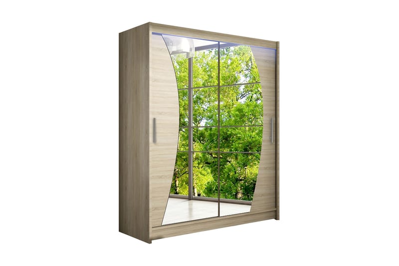 Westa garderobe 150x58x200 cm, Beige / Hvid