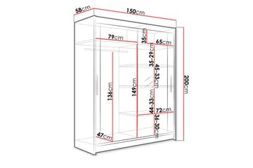 Westa Garderobeskab 150 cm i Træ med Glasdør - Beige - Opbevaring - Tøjopbevaring - Garderobeskabe
