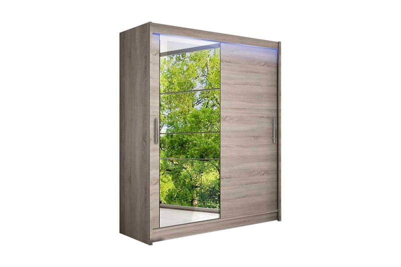 Westa Garderobeskab 150 cm i Træ med Glasdør, Beige