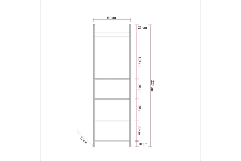 Witonia Garderobe 64x52 cm - Natur - Opbevaring - Tøjopbevaring - Garderobeskabe