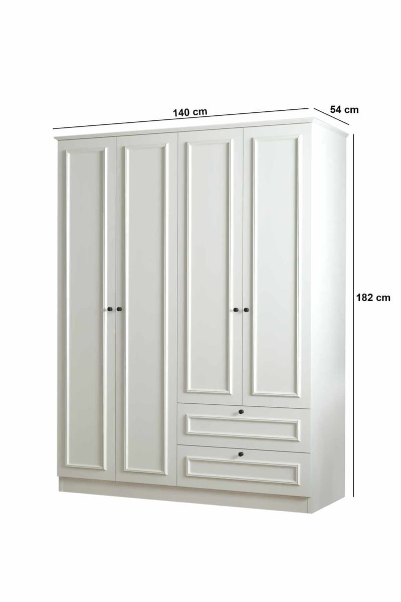 Wonthaggi garderobe 140x182 cm - Hvid - Opbevaring - Tøjopbevaring - Garderobeskabe - Garderobeskab & klædeskab