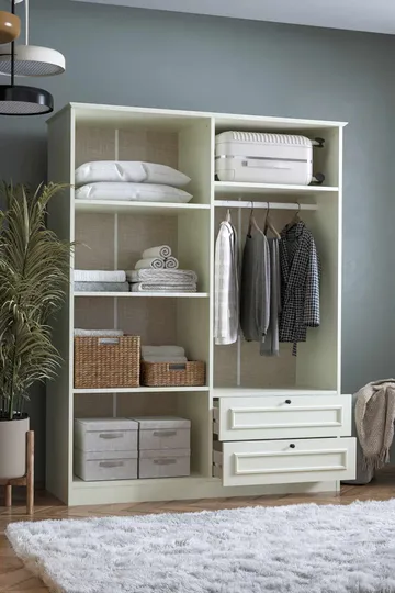 Wonthaggi garderobe 140x182 cm - Hvid - Opbevaring - Tøjopbevaring - Garderobeskabe - Garderobeskab & klædeskab