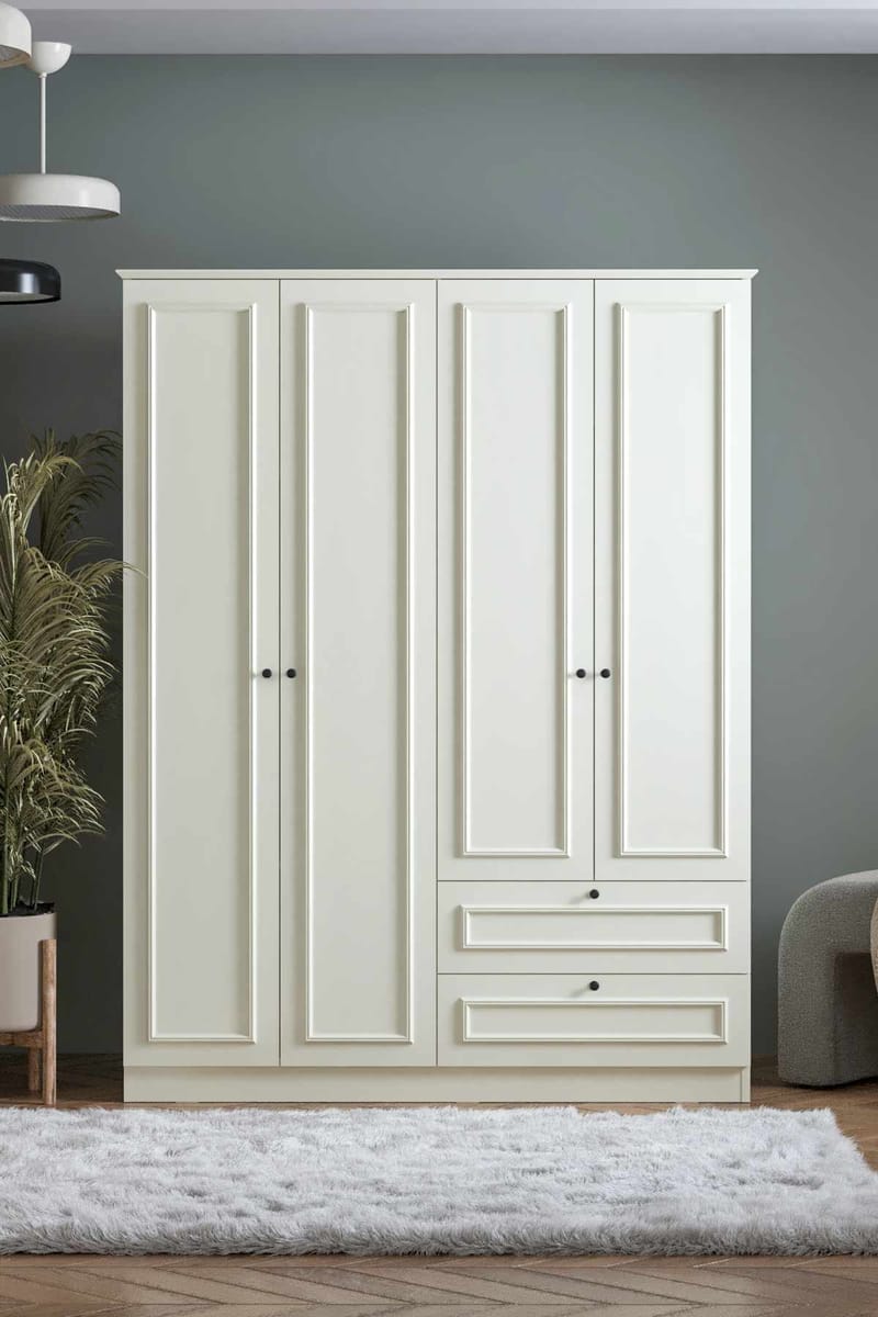 Wonthaggi garderobe 140x182 cm - Hvid - Opbevaring - Tøjopbevaring - Garderobeskabe - Garderobeskab & klædeskab