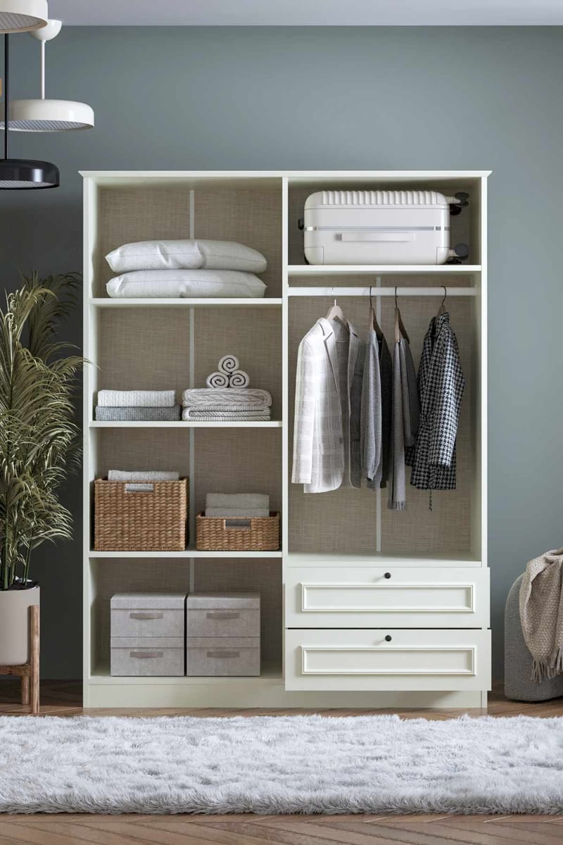 Wonthaggi garderobe 140x182 cm - Hvid - Opbevaring - Tøjopbevaring - Garderobeskabe - Garderobeskab & klædeskab