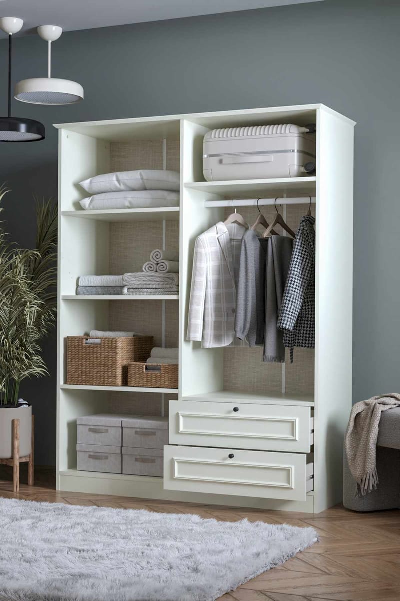 Wonthaggi garderobe 140x182 cm - Hvid - Opbevaring - Tøjopbevaring - Garderobeskabe - Garderobeskab & klædeskab