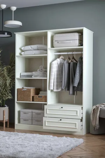 Wonthaggi garderobe 140x182 cm - Hvid - Opbevaring - Tøjopbevaring - Garderobeskabe - Garderobeskab & klædeskab