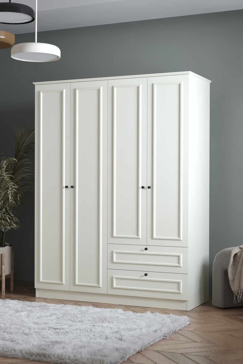Wonthaggi garderobe 140x182 cm - Hvid - Opbevaring - Tøjopbevaring - Garderobeskabe - Garderobeskab & klædeskab