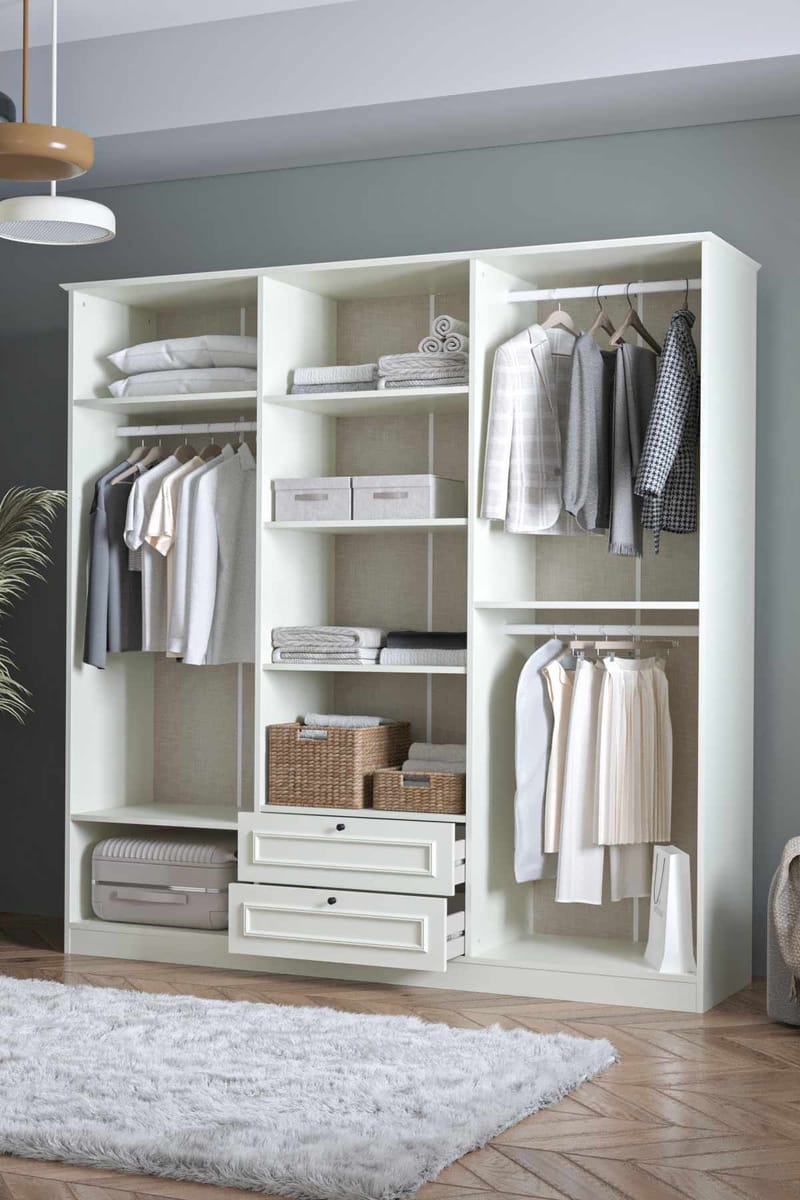 Wonthaggi garderobe 209x210 cm - Hvid - Opbevaring - Tøjopbevaring - Garderobeskabe - Garderobeskab & klædeskab