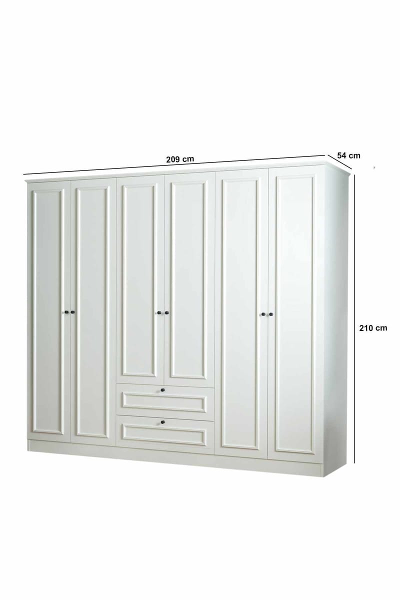 Wonthaggi garderobe 209x210 cm - Hvid - Opbevaring - Tøjopbevaring - Garderobeskabe - Garderobeskab & klædeskab
