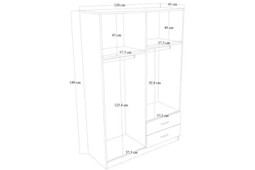 Yaman Garderobe 120x180 cm - Brun - Opbevaring - Tøjopbevaring - Garderobeskabe