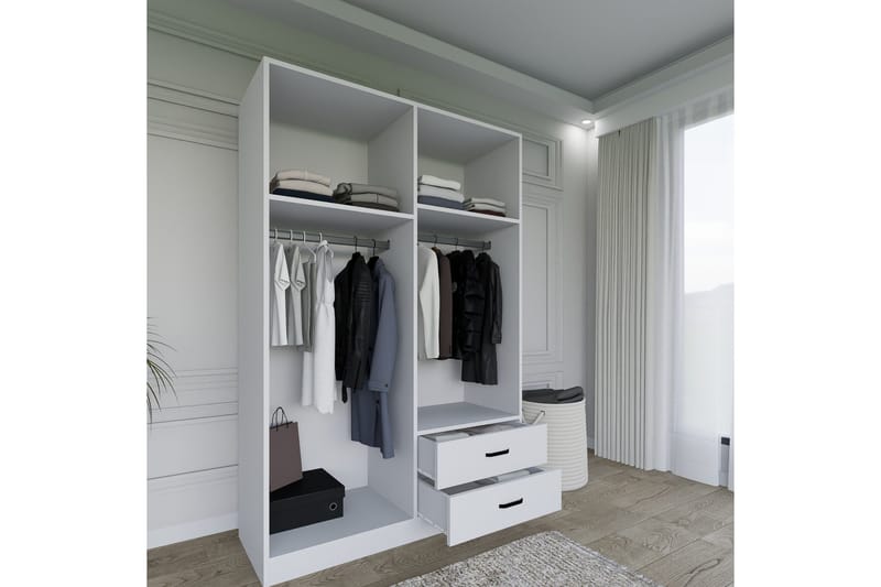 Yaman Garderobe 120x180 cm - Mat hvid - Opbevaring - Tøjopbevaring - Garderobeskabe