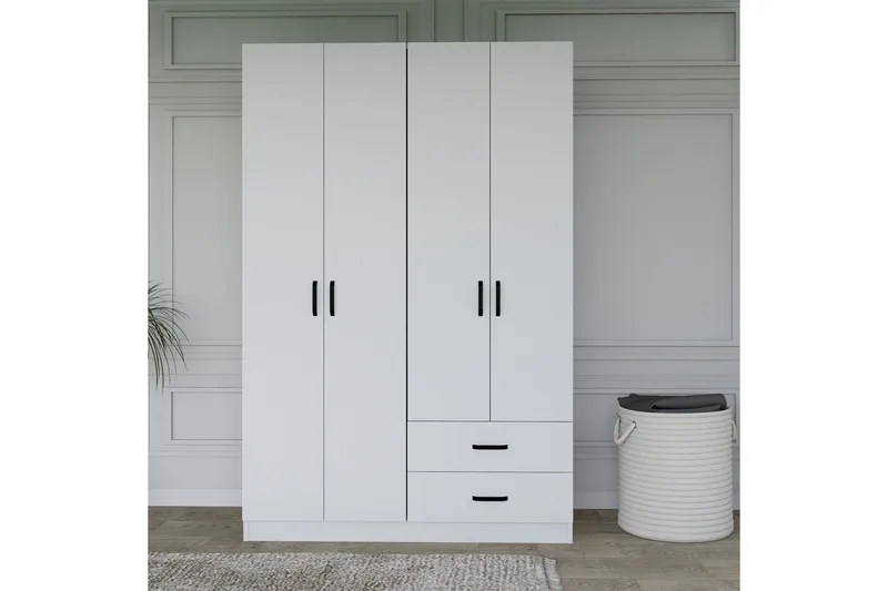 Yaman Garderobe 120x180 cm, Mat hvid