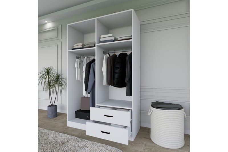 Yaman Garderobe 120x180 cm - Mat hvid - Opbevaring - Tøjopbevaring - Garderobeskabe