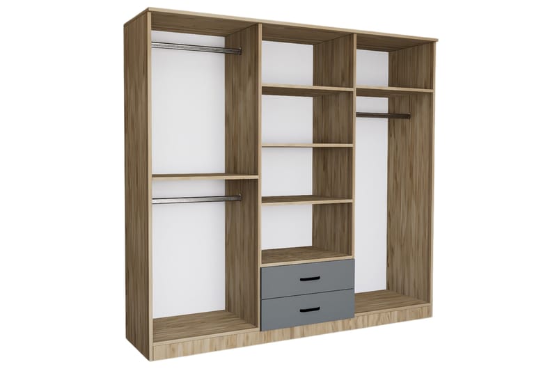 Yaman Garderobe 180x190 cm - Grå/Hvid - Opbevaring - Tøjopbevaring - Garderobeskabe