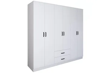 Yaman Garderobe 180x190 cm - Mat hvid - Opbevaring - Tøjopbevaring - Garderobeskabe