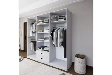 Yaman Garderobe 180x190 cm - Mat hvid - Opbevaring - Tøjopbevaring - Garderobeskabe