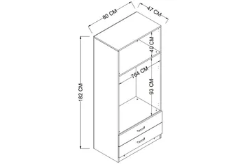 Yaman Garderobe 80x182 cm - Brun - Opbevaring - Tøjopbevaring - Garderobeskabe