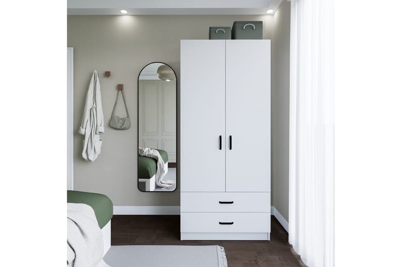 Yaman Garderobe 80x182 cm - Mat hvid - Opbevaring - Tøjopbevaring - Garderobeskabe