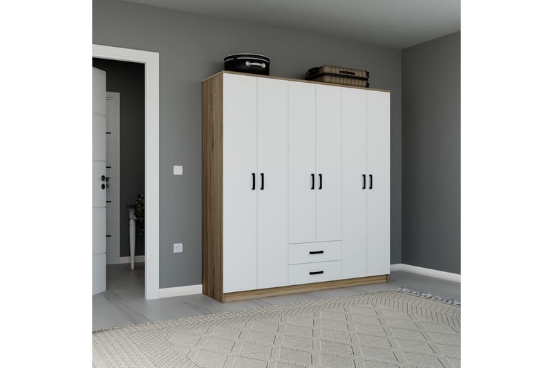 Yaman Garderobesskåp 180x190 cm - Valnød - Opbevaring - Tøjopbevaring - Garderobeskabe - Garderobeskab & klædeskab