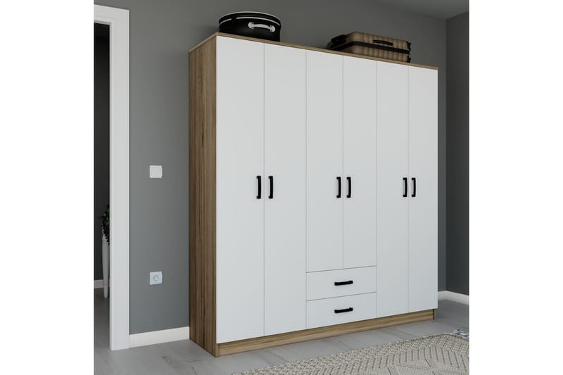 Yaman Garderobesskåp 180x190 cm - Valnød - Opbevaring - Tøjopbevaring - Garderobeskabe - Garderobeskab & klædeskab