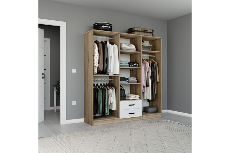 Yaman Garderobesskåp 180x190 cm - Valnød - Opbevaring - Tøjopbevaring - Garderobeskabe - Garderobeskab & klædeskab