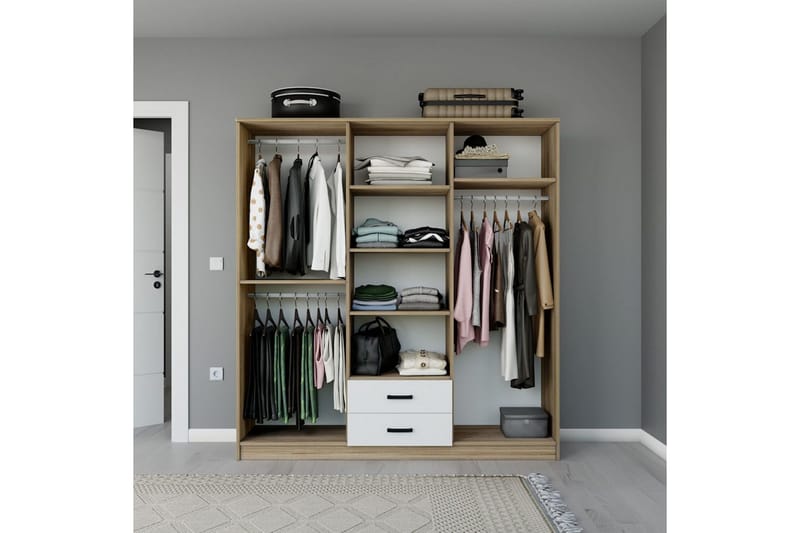 Yaman Garderobesskåp 180x190 cm - Valnød - Opbevaring - Tøjopbevaring - Garderobeskabe - Garderobeskab & klædeskab