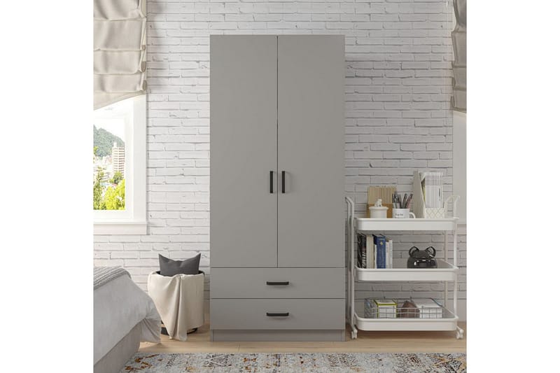 Yaman Garderobesskåp 80x182 cm - Grå - Opbevaring - Tøjopbevaring - Garderobeskabe - Garderobeskab & klædeskab