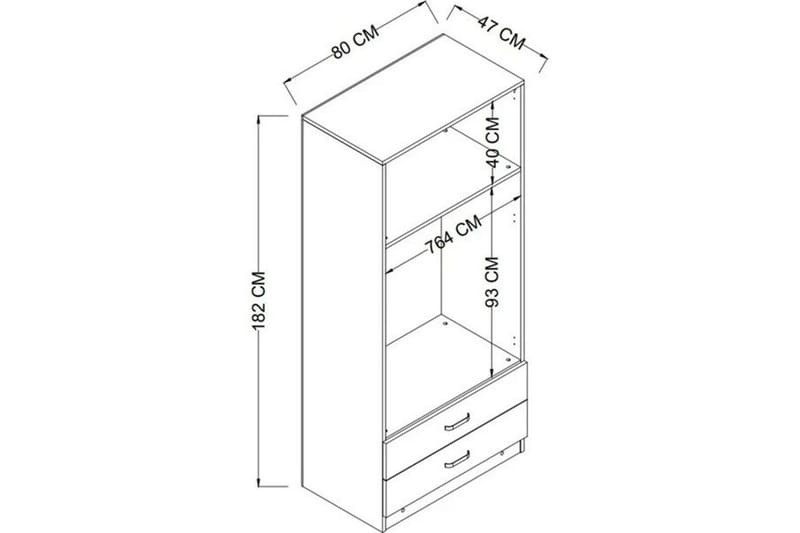 Yaman Garderobesskåp 80x182 cm - Grå - Opbevaring - Tøjopbevaring - Garderobeskabe - Garderobeskab & klædeskab