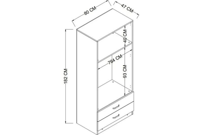 Yaman Garderobesskåp 80x182 cm - Grå - Opbevaring - Tøjopbevaring - Garderobeskabe - Garderobeskab & klædeskab