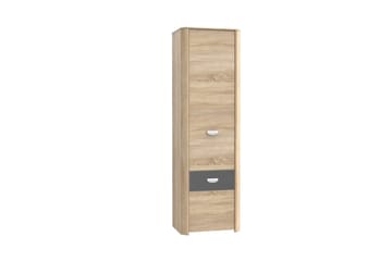 Yazmene Garderobeskab 59 cm i Mørkt Træ - Beige - Opbevaring - Tøjopbevaring - Garderobeskabe