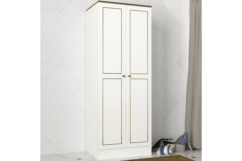 Yorkley Garderobe 70 cm - Hvid|Guld - Garderobeskabe - Garderobeskab & klædeskab