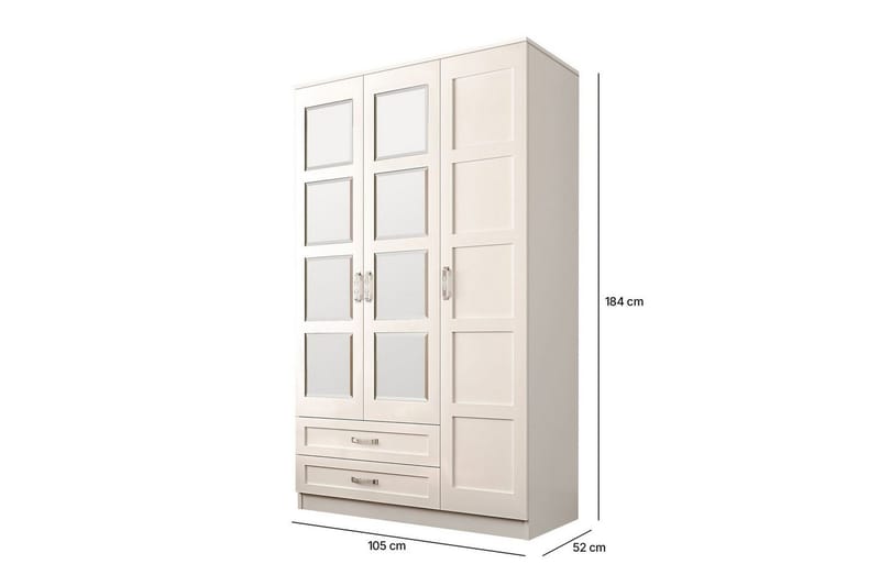 Zyricon Garderobe 105x184 cm - Mat Hvid - Opbevaring - Tøjopbevaring - Garderobeskabe