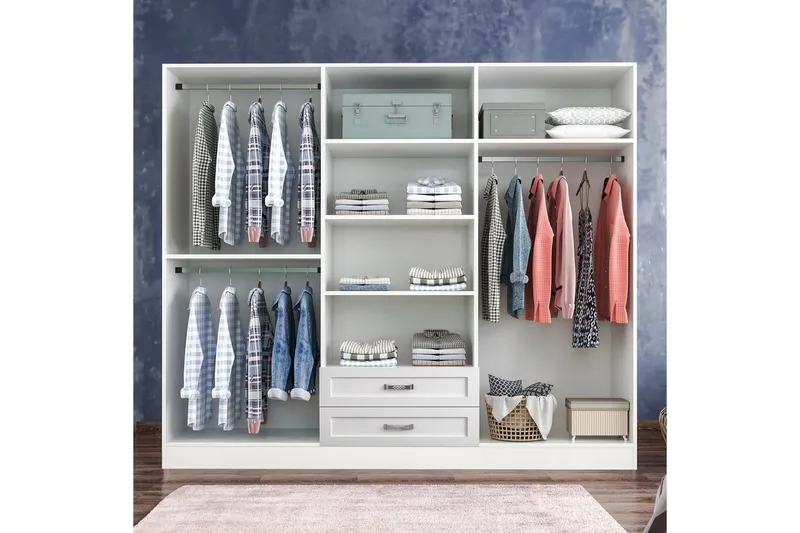 Zyricon Garderobe 210x184 cm - Hvid - Opbevaring - Tøjopbevaring - Garderobeskabe
