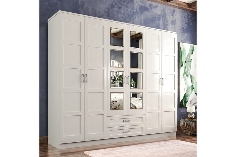 Zyricon Garderobe 210x184 cm - Hvid - Opbevaring - Tøjopbevaring - Garderobeskabe