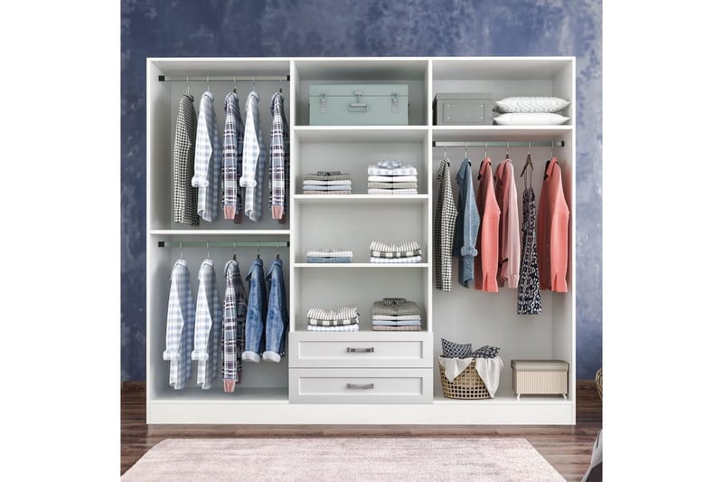 Zyricon Garderobe 210x184 cm - Hvid - Opbevaring - Tøjopbevaring - Garderobeskabe